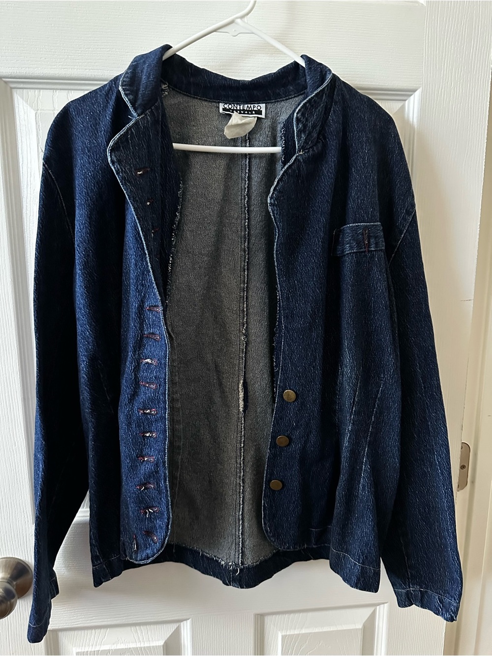 Vintage Contempo Casuals Dark Indigo Denim Jacket Button Front